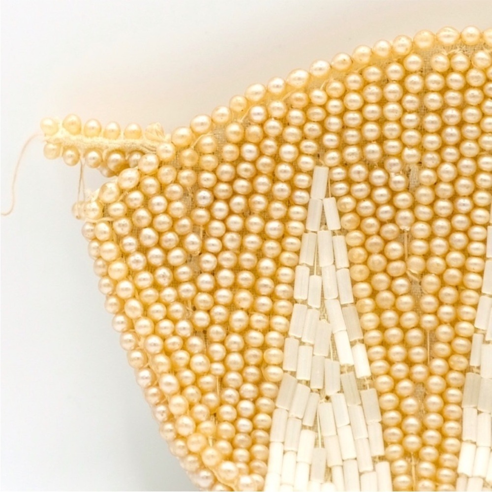 Vintage La Regale Beaded Pearl & Gold Art Deco Evening Clutch Parties & NYE - Picture 8 of 9